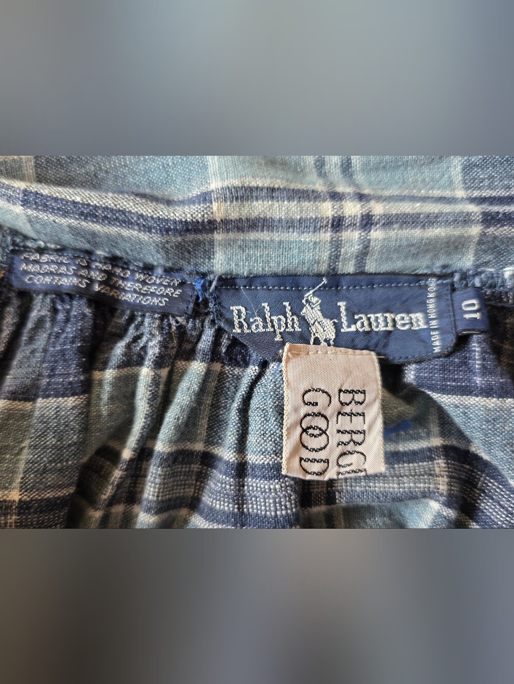 VTG 80s Ralph Lauren Blue Label Bergdorf Goodman Madras Plaid Wrap Maxi Skirt 10 - Picture 11 of 16